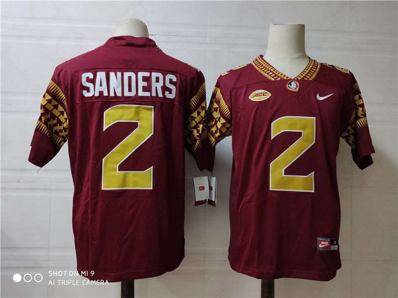 Men Florida State Seminoles FSU #2 Sanders Red 2024 Nike Vapor NCAA Jersey->->NCAA Jersey